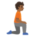 person kneeling facing right, medium-dark skin tone